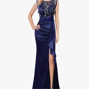 Maxi Dress Formal Ruched Ruffles Evening Prom Wedding Party Size XXL